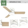 image:imageHunter Minimus Indoor Ceiling Fan Modern Quiet 44 inch Brushed Nickel  with LED Light Low Profile Flush Mount Remote Control 3 Blades For Bedroom Living Room 59454Fresh White