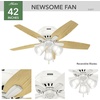 image:imageHunter Newsome Indoor Ceiling Fan with LED Lights 42 inch Matte Black  Low Profile Flush Mount Pull Chain 5 Blades For Bedroom Living Room 52393Fresh White