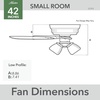 image:imageHunter Newsome Indoor Ceiling Fan with LED Lights 42 inch Matte Black  Low Profile Flush Mount Pull Chain 5 Blades For Bedroom Living Room 52393Matte Black