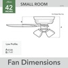 image:imageHunter Newsome Indoor Ceiling Fan with LED Lights 42 inch Matte Black  Low Profile Flush Mount Pull Chain 5 Blades For Bedroom Living Room 52393Matte Black