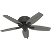 image:imageHunter Newsome Indoor Ceiling Fan with LED Lights 42 inch Matte Black  Low Profile Flush Mount Pull Chain 5 Blades For Bedroom Living Room 52393Matte Black