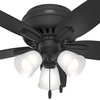 image:imageHunter Newsome Indoor Ceiling Fan with LED Lights 42 inch Matte Black  Low Profile Flush Mount Pull Chain 5 Blades For Bedroom Living Room 52393Matte Black