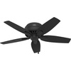 image:imageHunter Newsome Indoor Ceiling Fan with LED Lights 42 inch Matte Black  Low Profile Flush Mount Pull Chain 5 Blades For Bedroom Living Room 52393Matte Black