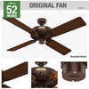 image:imageHunter Original Outdoor or Indoor Ceiling Fan No Light 52 inch White  Standard Mount Pull Chain 5 Blades For Living Room Patio Porch Garage 23845Chestnut Brown