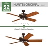 image:imageHunter Original Outdoor or Indoor Ceiling Fan No Light 52 inch White  Standard Mount Pull Chain 5 Blades For Living Room Patio Porch Garage 23845Chestnut Brown