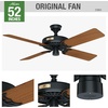 image:imageHunter Original Outdoor or Indoor Ceiling Fan No Light 52 inch White  Standard Mount Pull Chain 5 Blades For Living Room Patio Porch Garage 23845Matte Black  Teak