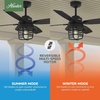 image:imageHunter Port Royale Outdoor or Indoor 52 inch Natural Black Iron  Ceiling Fan with LED Light and Remote Control Standard Mount 4 Blades For Living Room Patio Porch 50391Natural Black