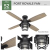 image:imageHunter Port Royale Outdoor or Indoor 52 inch Natural Black Iron  Ceiling Fan with LED Light and Remote Control Standard Mount 4 Blades For Living Room Patio Porch 50391Natural Black