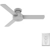 image:imageHunter Presto Indoor Ceiling Fan No Light Modern 44 inch Dove Grey  Low Profile Mount Wall Control 3 Blades For Bedroom Living Room Kitchen 52404Dove Grey