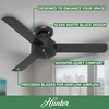 image:imageHunter Presto Indoor Ceiling Fan No Light Modern 44 inch Dove Grey  Low Profile Mount Wall Control 3 Blades For Bedroom Living Room Kitchen 52404Matte Black