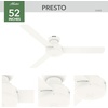 image:imageHunter Presto Indoor Ceiling Fan No Light Modern 44 inch Dove Grey  Low Profile Mount Wall Control 3 Blades For Bedroom Living Room Kitchen 52404Matte White