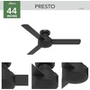 image:imageHunter Presto Indoor Ceiling Fan No Light Modern 44 inch Dove Grey  Low Profile Mount Wall Control 3 Blades For Bedroom Living Room Kitchen 52404Matte Black