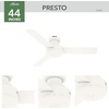 image:imageHunter Presto Indoor Ceiling Fan No Light Modern 44 inch Dove Grey  Low Profile Mount Wall Control 3 Blades For Bedroom Living Room Kitchen 52404Matte White