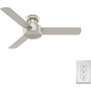 image:imageHunter Presto Indoor Ceiling Fan No Light Modern 44 inch Dove Grey  Low Profile Mount Wall Control 3 Blades For Bedroom Living Room Kitchen 52404Matte Nickel