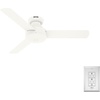 image:imageHunter Presto Indoor Ceiling Fan No Light Modern 44 inch Dove Grey  Low Profile Mount Wall Control 3 Blades For Bedroom Living Room Kitchen 52404Matte White