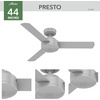 image:imageHunter Presto Indoor Ceiling Fan No Light Modern 44 inch Matte Black  Standard Mount Wall Control 3 Blades For Bedroom Living Room Kitchen 51847Dove Grey