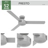 image:imageHunter Presto Indoor Ceiling Fan No Light Modern 44 inch Matte Black  Standard Mount Wall Control 3 Blades For Bedroom Living Room Kitchen 51847Dove Grey