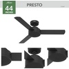 image:imageHunter Presto Indoor Ceiling Fan No Light Modern 44 inch Matte Black  Standard Mount Wall Control 3 Blades For Bedroom Living Room Kitchen 51847Matte Black