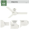 image:imageHunter Presto Indoor Ceiling Fan No Light Modern 44 inch Matte Black  Standard Mount Wall Control 3 Blades For Bedroom Living Room Kitchen 51847Matte White