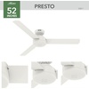 image:imageHunter Presto Indoor Ceiling Fan No Light Modern 44 inch Matte Black  Standard Mount Wall Control 3 Blades For Bedroom Living Room Kitchen 51847Matte White