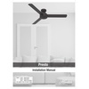 image:imageHunter Presto Indoor Ceiling Fan No Light Modern 44 inch Matte Black  Standard Mount Wall Control 3 Blades For Bedroom Living Room Kitchen 51847Matte Nickel