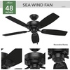 image:imageHunter Sea Wind Outdoor or Indoor Ceiling Fan 48 inch Matte Black  No Light Low Profile Flush Mount 5 Blades For Living Room Patio Porch Garage 53118Black