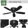 image:imageHunter Sea Wind Outdoor or Indoor Ceiling Fan 48 inch Matte Black  No Light Low Profile Flush Mount 5 Blades For Living Room Patio Porch Garage 53118Matte Black