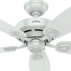 image:imageHunter Sea Wind Outdoor or Indoor Ceiling Fan 48 inch Matte Black  No Light Low Profile Flush Mount 5 Blades For Living Room Patio Porch Garage 53118White