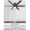 image:imageHunter Solaria Outdoor or Indoor Ceiling Fan Quiet 72 inch Fresh White  with LED Light Standard Mount Wall Control 6 Blades For Patio Porch Garage 51477Matte Silver