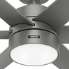 image:imageHunter Solaria Outdoor or Indoor Ceiling Fan Quiet 72 inch Fresh White  with LED Light Standard Mount Wall Control 6 Blades For Patio Porch Garage 51477Matte Silver