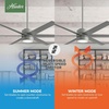 image:imageHunter Solaria Outdoor or Indoor Ceiling Fan Quiet 72 inch Fresh White  with LED Light Standard Mount Wall Control 6 Blades For Patio Porch Garage 51477Matte Silver