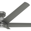 image:imageHunter Solaria Outdoor or Indoor Ceiling Fan Quiet 72 inch Fresh White  with LED Light Standard Mount Wall Control 6 Blades For Patio Porch Garage 51477Matte Silver