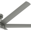 image:imageHunter Solaria Outdoor or Indoor Ceiling Fan Quiet 72 inch Fresh White  with LED Light Standard Mount Wall Control 6 Blades For Patio Porch Garage 51477Matte Silver