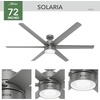 image:imageHunter Solaria Outdoor or Indoor Ceiling Fan Quiet 72 inch Fresh White  with LED Light Standard Mount Wall Control 6 Blades For Patio Porch Garage 51477Matte Silver