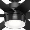 image:imageHunter Solaria Outdoor or Indoor Ceiling Fan Quiet 72 inch Fresh White  with LED Light Standard Mount Wall Control 6 Blades For Patio Porch Garage 51477Matte Black