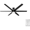 image:imageHunter Solaria Outdoor or Indoor Ceiling Fan Quiet 72 inch Fresh White  with LED Light Standard Mount Wall Control 6 Blades For Patio Porch Garage 51477Matte Black