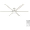 image:imageHunter Solaria Outdoor or Indoor Ceiling Fan Quiet 72 inch Fresh White  with LED Light Standard Mount Wall Control 6 Blades For Patio Porch Garage 51477Fresh White