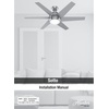 image:imageHunter Sotto Indoor Ceiling Fan Modern Quiet 52 inch Brushed Nickel  with LED Light and Remote Control Standard Mount 6 Blades For Bedroom Living Room Kitchen 50976Fresh White