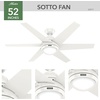 image:imageHunter Sotto Indoor Ceiling Fan Modern Quiet 52 inch Brushed Nickel  with LED Light and Remote Control Standard Mount 6 Blades For Bedroom Living Room Kitchen 50976Fresh White