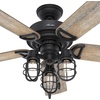 image:imageHunter Starklake Outdoor or Indoor 5 Blades 52 inch Natural Black Iron  Ceiling Fan with LED Lights and Pull Chain Standard Mount For Living Room Patio Porch Garage 50409Natural Black Iron