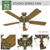 image:imageHunter Studio Series Indoor Ceiling Fan Quiet 52 inch Brushed Nickel  with LED Lights and Pull Chain Standard Mount 5 Blades For Bedroom Living Room Kitchen 53064Antique Brass