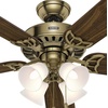 image:imageHunter Studio Series Indoor Ceiling Fan Quiet 52 inch Brushed Nickel  with LED Lights and Pull Chain Standard Mount 5 Blades For Bedroom Living Room Kitchen 53064Antique Brass