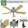 image:imageHunter Studio Series Indoor Ceiling Fan Quiet 52 inch Brushed Nickel  with LED Lights and Pull Chain Standard Mount 5 Blades For Bedroom Living Room Kitchen 53064Brushed Nickel
