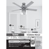 image:imageHunter Techne Indoor Ceiling Fan Smart Quiet 52 inch Matte Black  with LED Lights and Remote Control Standard Mount 5 Blades For Bedroom Living Room Kitchen 52311Matte Silver