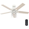 image:imageHunter Techne Indoor Ceiling Fan Smart Quiet 52 inch Matte Black  with LED Lights and Remote Control Standard Mount 5 Blades For Bedroom Living Room Kitchen 52311Matte White