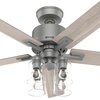 image:imageHunter Techne Indoor Ceiling Fan Smart Quiet 52 inch Matte Black  with LED Lights and Remote Control Standard Mount 5 Blades For Bedroom Living Room Kitchen 52311Matte Silver
