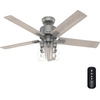 image:imageHunter Techne Indoor Ceiling Fan Smart Quiet 52 inch Matte Black  with LED Lights and Remote Control Standard Mount 5 Blades For Bedroom Living Room Kitchen 52311Matte Silver