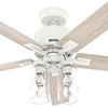image:imageHunter Techne Indoor Ceiling Fan Smart Quiet 52 inch Matte Black  with LED Lights and Remote Control Standard Mount 5 Blades For Bedroom Living Room Kitchen 52311Matte White
