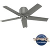 image:imageHunter Terrace Cove Outdoor or Indoor Ceiling Fan 44 inch Matte Silver  No Light Low Profile Mount Pull Chain 5 Blades For Living Room Patio Porch Garage 51582Matte Silver