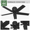 image:imageHunter Terrace Cove Outdoor or Indoor Ceiling Fan 44 inch Matte Silver  No Light Low Profile Mount Pull Chain 5 Blades For Living Room Patio Porch Garage 51582Matte Black